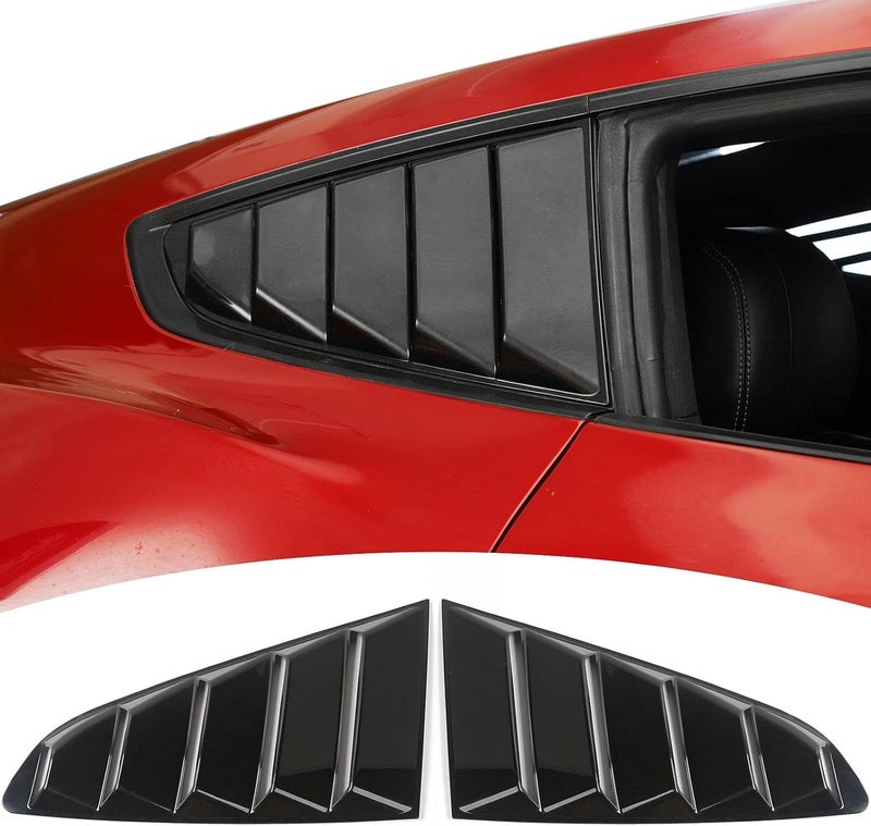RT-TCZ Rear Quarter Side Window Scoop Louvers Sun Shade Cover Wind Vent Air Deflector Decoration Exterior Accessories for Ford Mustang 2015-2022,2PCS (Black) - Image 1